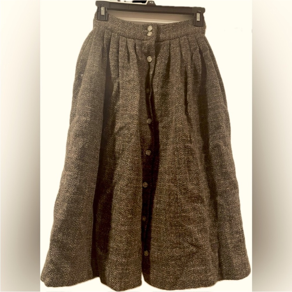 Vintage Allen Solly  Brown wool skirt with pockets Vintage size 4 feels like XS